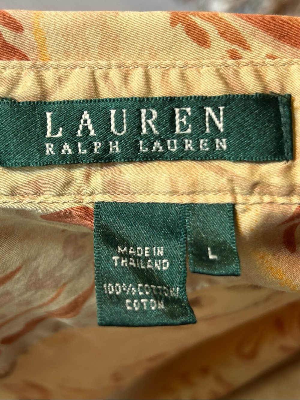 Women's Ralph Lauren Beige Paisley Button-Up Shirt - 3/4 sleeves - Picture 5 of 5
